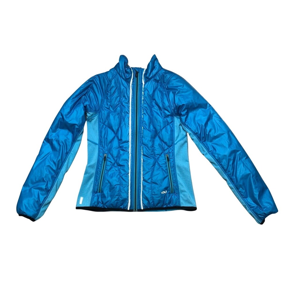 Lole Womens Blue Quilted Hybrid Full Zip Jacket Small S DWR Water Repellent